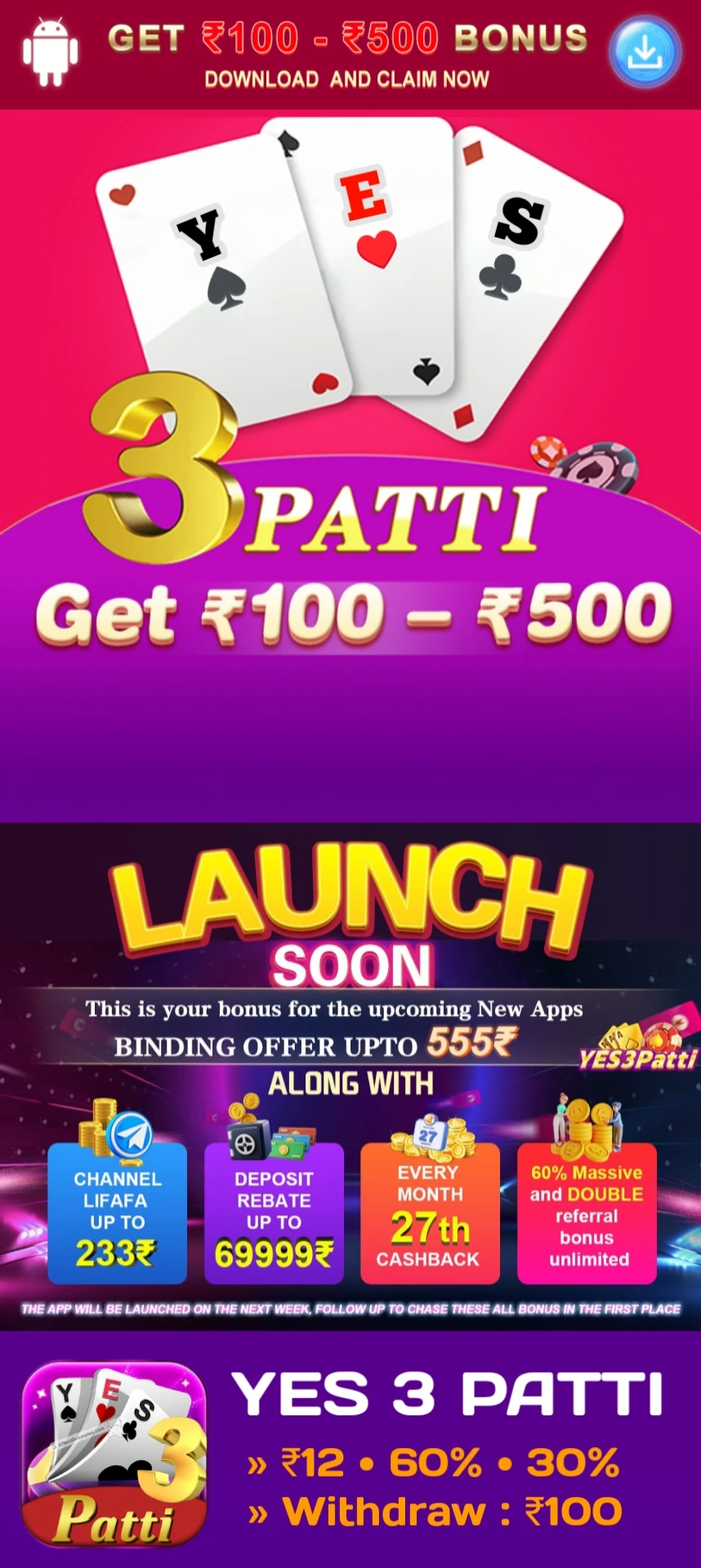 Yes 3Patti App - India Rummy APk